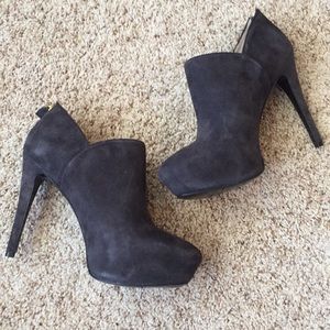Dark grey suede booties